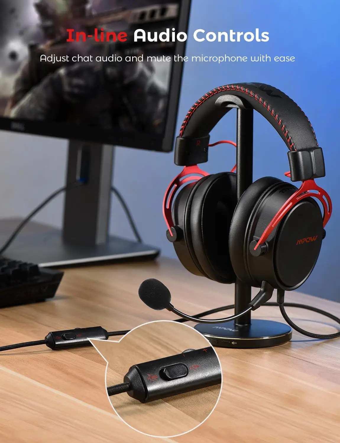 MPOW Air II Stereo Gaming Ausinės Su Triukšmo Panaikinimo Mikrofonas Žaidėjus Per Ausį Laidinė laisvų Rankų įranga PC/PS4/Xbox-Vienas/Jungiklis