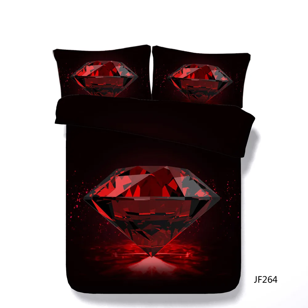 JF-264 Prabanga Ruby spausdinti antklodė padengti nustatyti 4pcs red diamond patalyne, vieno queen ' super king size patalynė