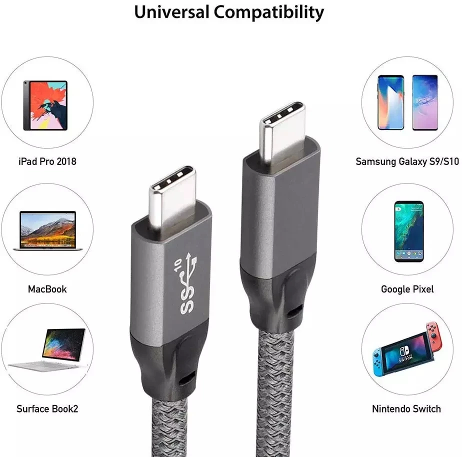 USB C su USB, C, vyrų vyrų Kabelis 4K PD 100W 5A/20V Greito Įkrovimo Thunderbolt 