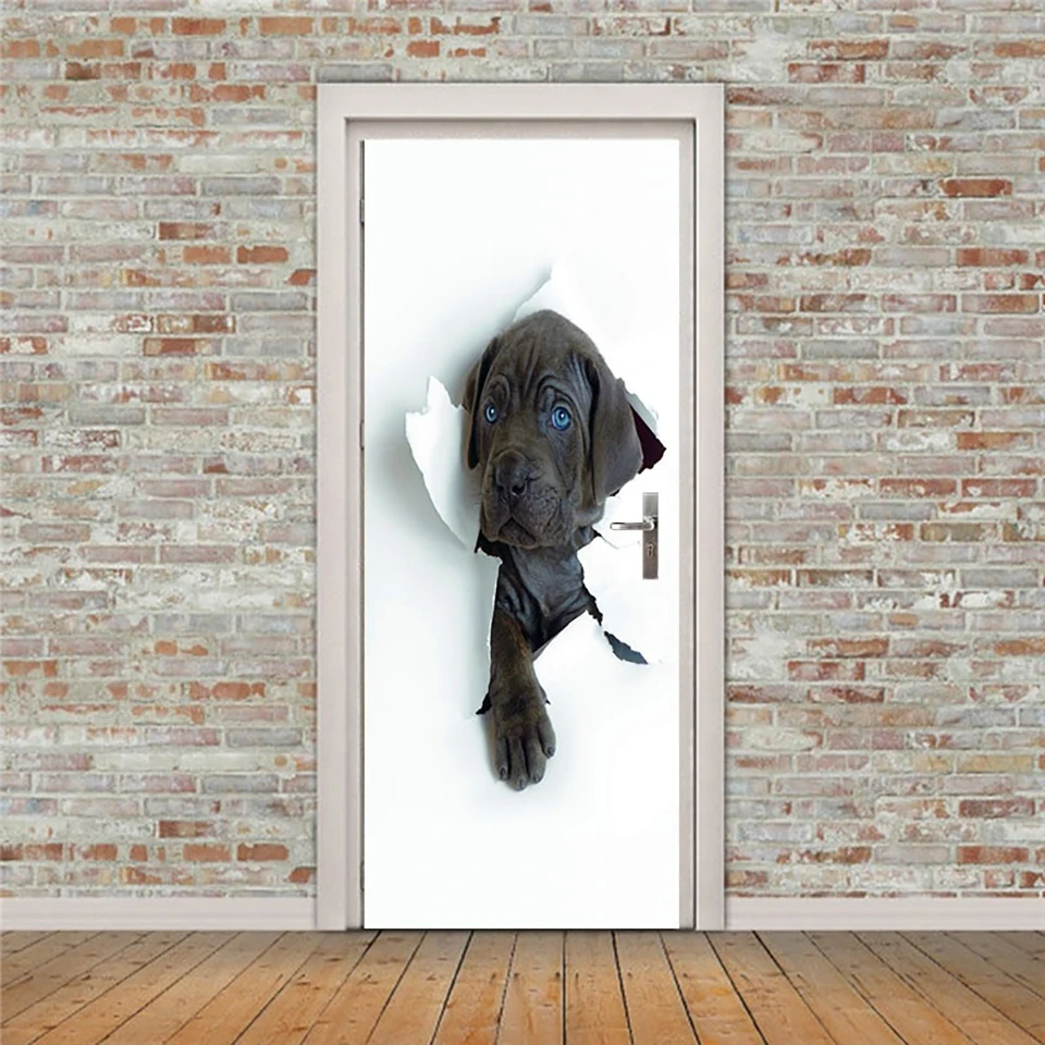 Freskos Popierius Spausdinimo Meno 3D Atnaujinti Gyvūnų Šunų PVC Durys, Lipdukai Namų Dekoro Nuotraukos Lipni Vandeniui ekrano Užsklanda Miegamasis