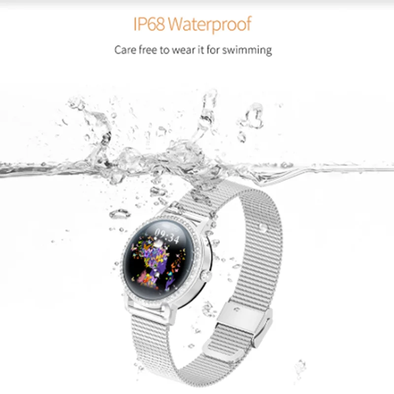 2020 NAUJAS Deimantų dygliuotos Smart Watch Moterų Vandeniui Apyrankę Širdies ritmo Pedometer Stebėti Puikus Watchs, skirtų 