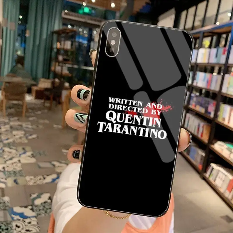 Parašytas Nukreiptas Quentin Tarantino Telefono dėklas, Padengti Grūdinto Stiklo iPhone 11 Pro XR XS MAX 8 X 7 6S 6 Plus SE 2020 atveju