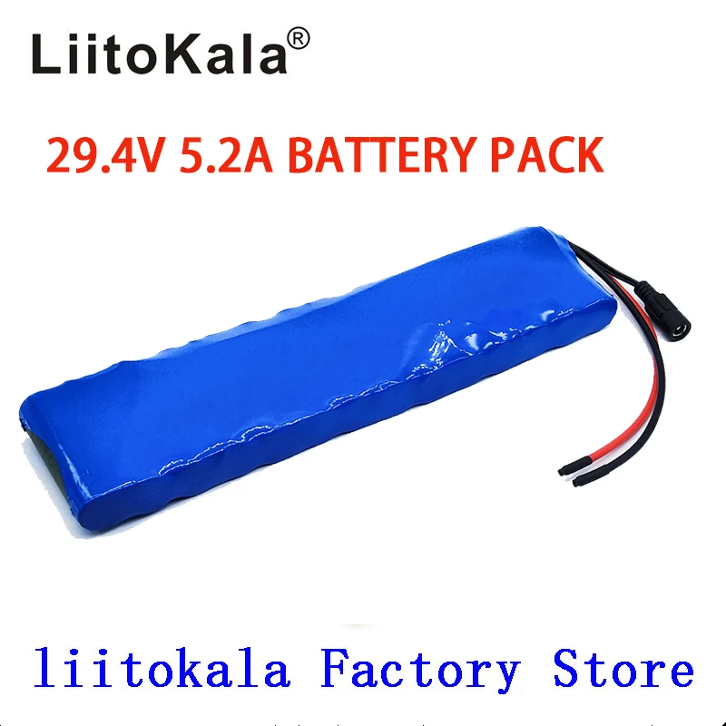 LiitoKala 24V 5.2 Ah 7S2P 18650 Baterija li-ion baterijos 29.4 v 5200mah elektrinis dviratis mopedas /elektra +2A įkroviklis
