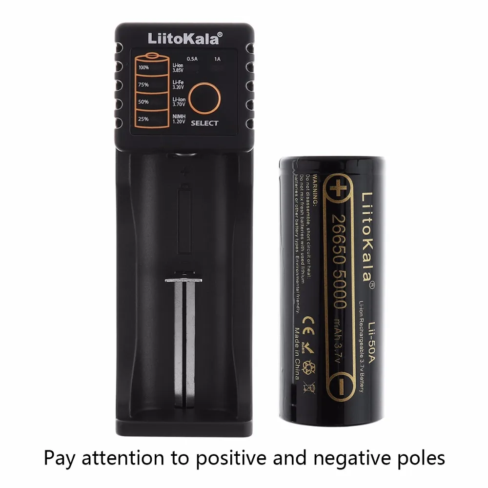 Liitokala 3.7 V 26650 5000 mAh Li-ion Įkrovimo Batterie + Batterie Ordinateur Nešiojamų Cas + Chargeur Unikalus Smart USB Lizdas
