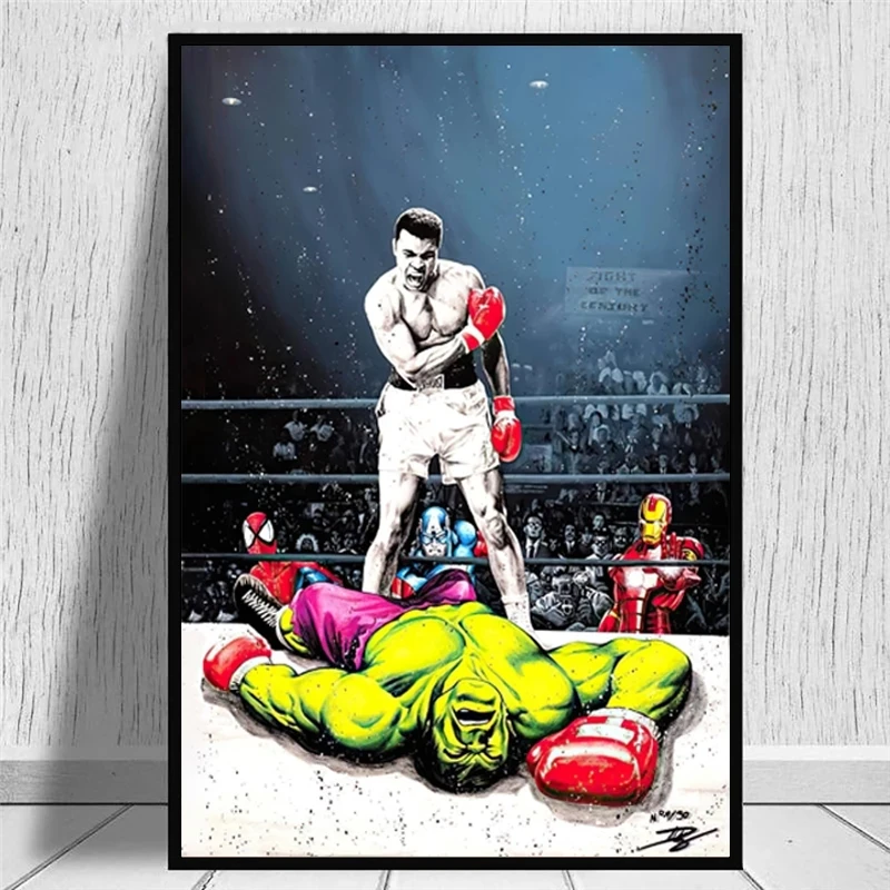 Muhammad Ali (Muhammad Ali) VS Hulk (Holk) Drobės Tapybos Meno Bokso Plakatas Grafiti Meno Tapybos Drobės
