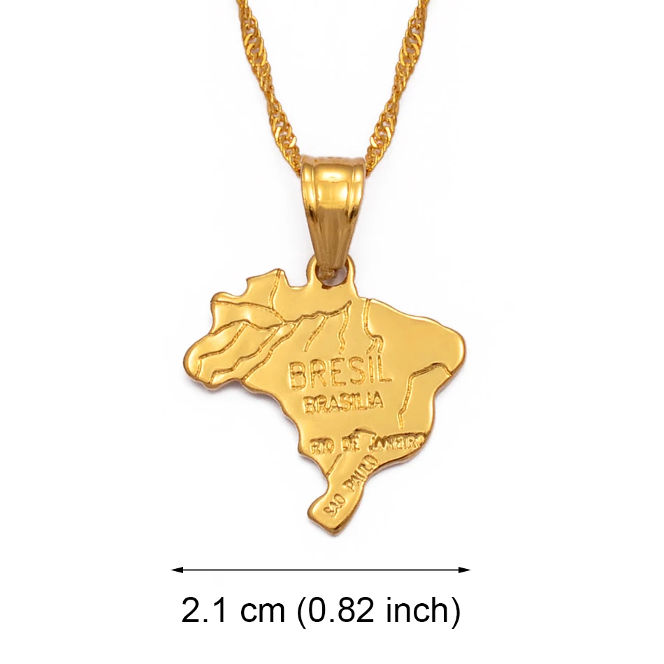 Anniyo 3 Stilius Gali Pasirinkti/Aukso Spalvos sidabro Spalvos Brazilijos Žemėlapis Brasil Vėliavos Karoliai Pakabukas Moterų Brazilai Dovanos #200010