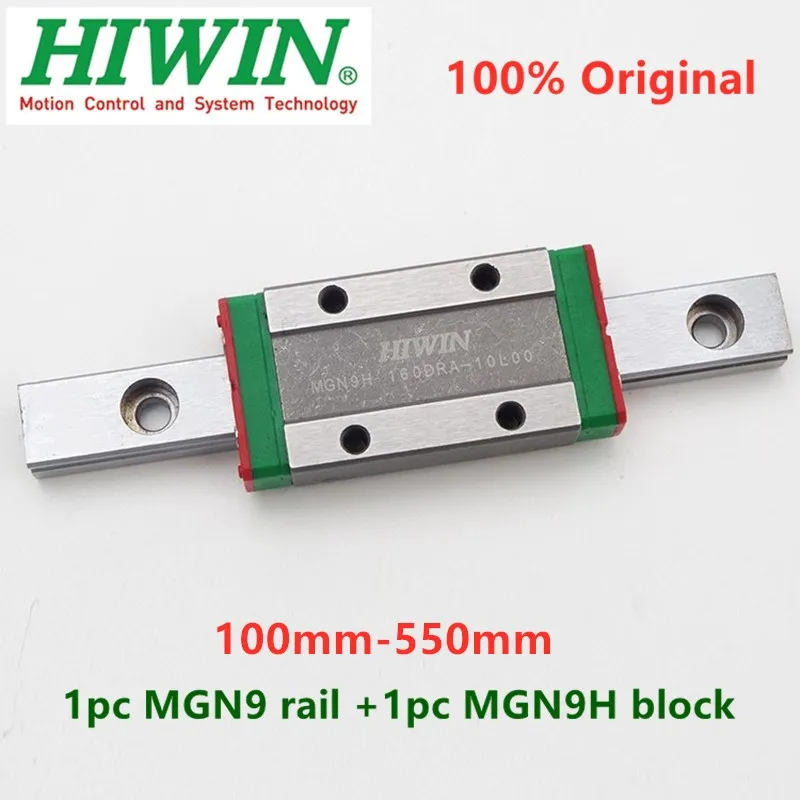 1pc Originalus Hiwin linijinės vadovas MGN9 150 200 250 300 330 350 400 450 500 550 mm MGNR9 geležinkelių +1pc MGN9H bendrosios vežimo cnc 9mm