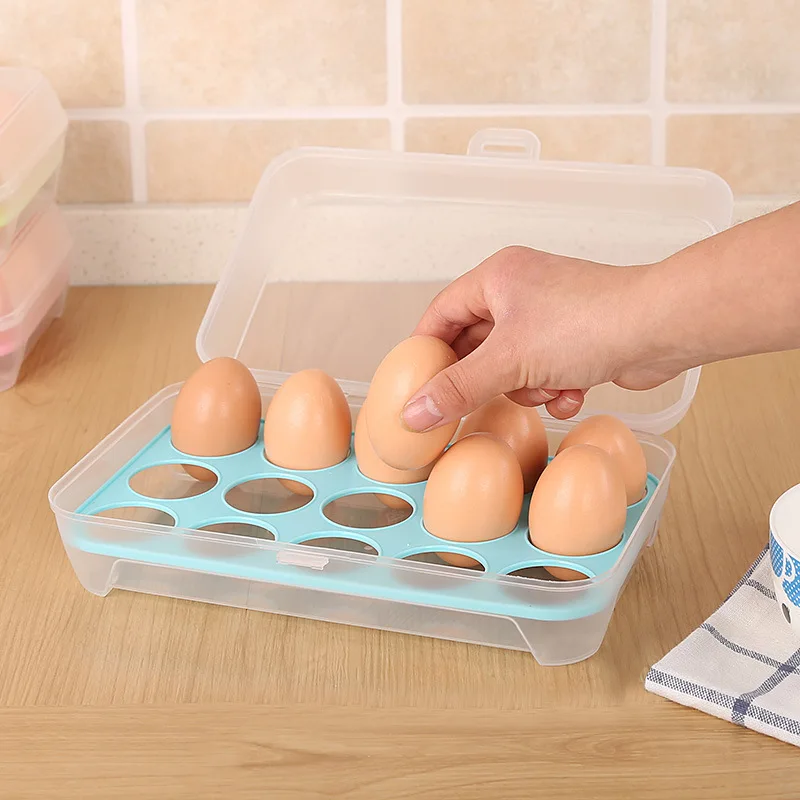 Virtuvė 15 Tinklelis, Šaldytuvas Kiaušinių Dėžutės Laikymo Dėžutė Plastikiniai Nešiojami, Kuriems Talpinimo Buitinių Kiaušinių Dėklas