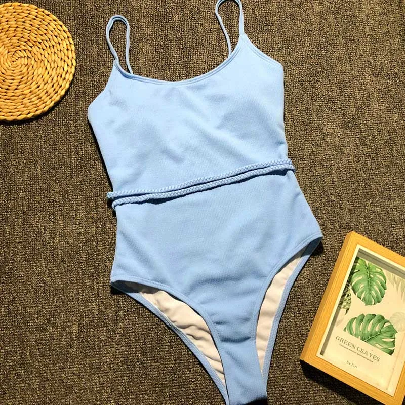 Moteris Vienos dalies maudymosi kostiumėlį, Tvarstis Kietas Monokini Push Up Maudymosi 2020 M. maudymosi Kostiumėliai Moteris Bodysuit Plaukimo Kostiumas Moterims, su Diržu