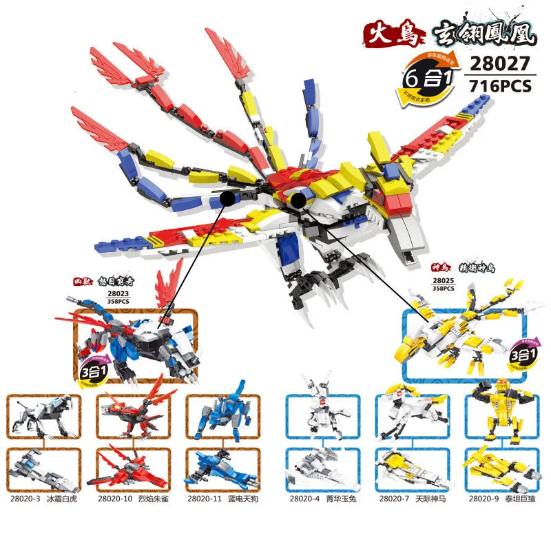 Kinija 12 Zodiako Dragon Transformuojamas Robotai Warplane Blokai Vaikų Žaislai Suderinama Gyvūnus Duomenys Kovotojas Rinkinys