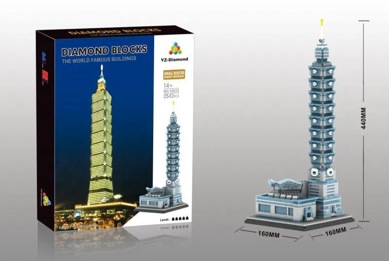 YZ Taibei 101 Statybos Deimantų Blokai Pasaulyje Garsaus Architektūros modelių Kūrimo Rinkiniai Miesto Kūrėjas, Pasaulio Žaislų #2542pcs