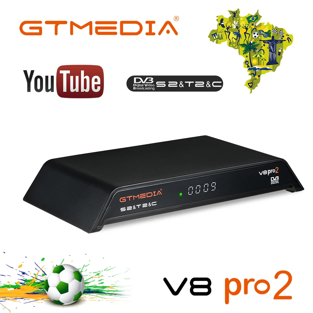 GTmedia V8 Pro 2 receptorių DVB-T2/S2/Kabelinė J83.B Built-in WiFi H. 265 ACM Paramos CS Imtuvas Palydovinis TV Imtuvas 1080P