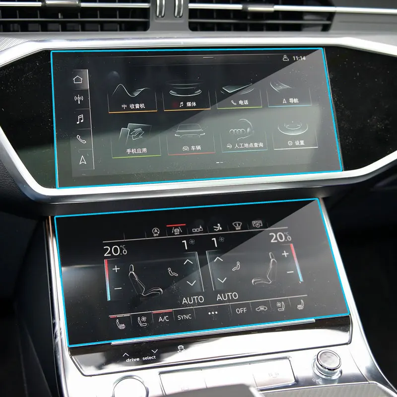 2vnt Grūdintas Stiklas Filmas Audi A6 A7 2019 2020 Automobilių GPS Navigacijos Screen Protector, Auto Interjero Ekrano Apsaugoti Priedai