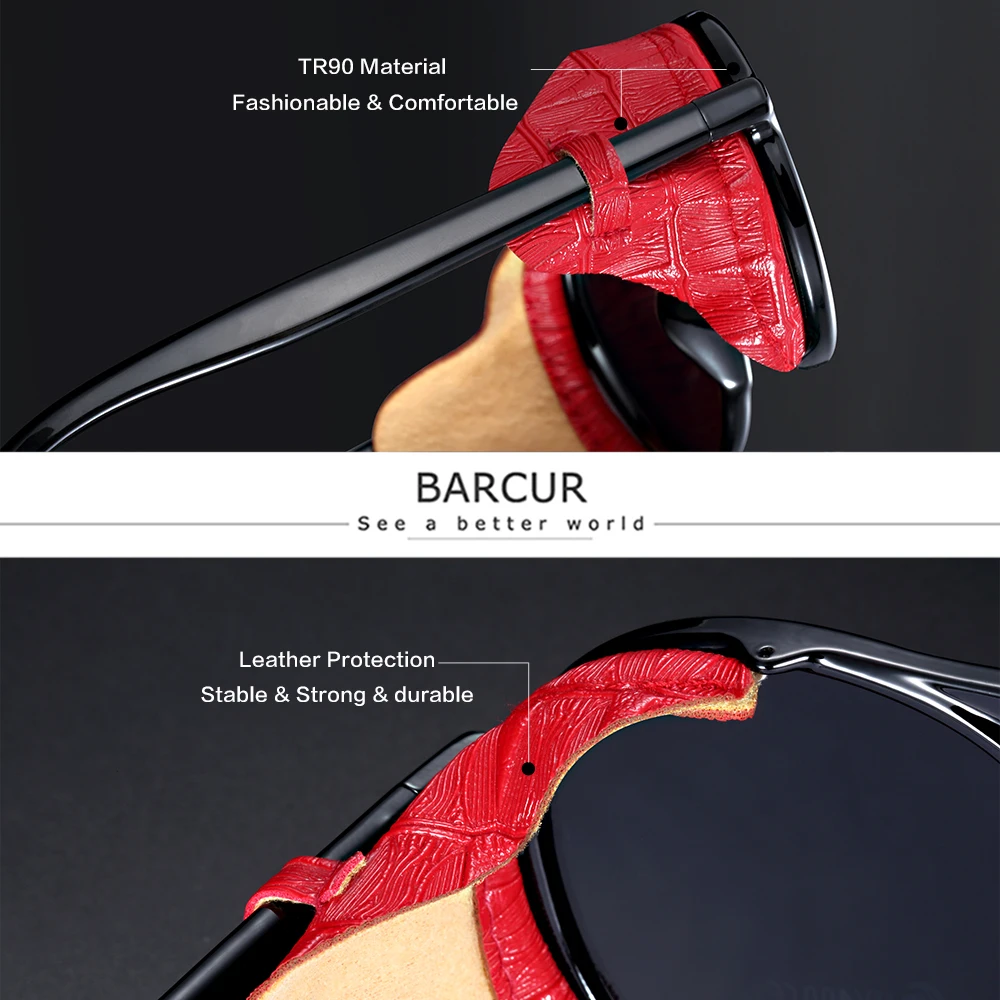 BARCUR Steampunk Apvalūs Akiniai nuo saulės Vyrams TR90 Medžiagų Derliaus Prabangos Prekės Gradientas Objektyvas Retro akiniai Moterų UV400 Apsauga