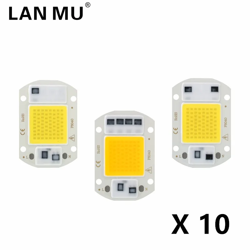 10vnt 110V, 220V LED Lustas 10W 20W 30W 50W COB (Chip nereikia Vairuotojo LED Lemputė Karoliukai Potvynių Šviesos Prožektorius Lampada 