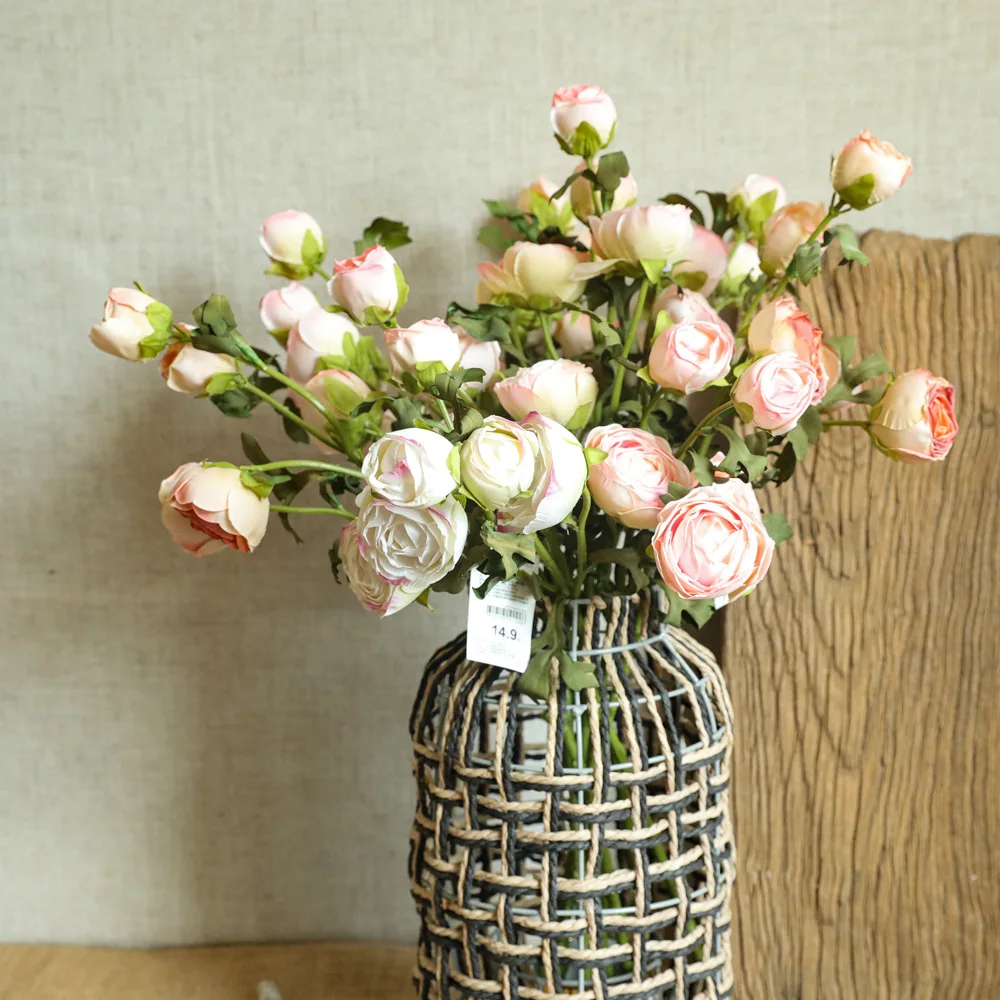 IN Džiovintos ieško rožių Šakos, lapai šilko Dirbtinės Gėlės Namuose Vestuvių Dekoravimas Fotografijos Rekvizitai flores
