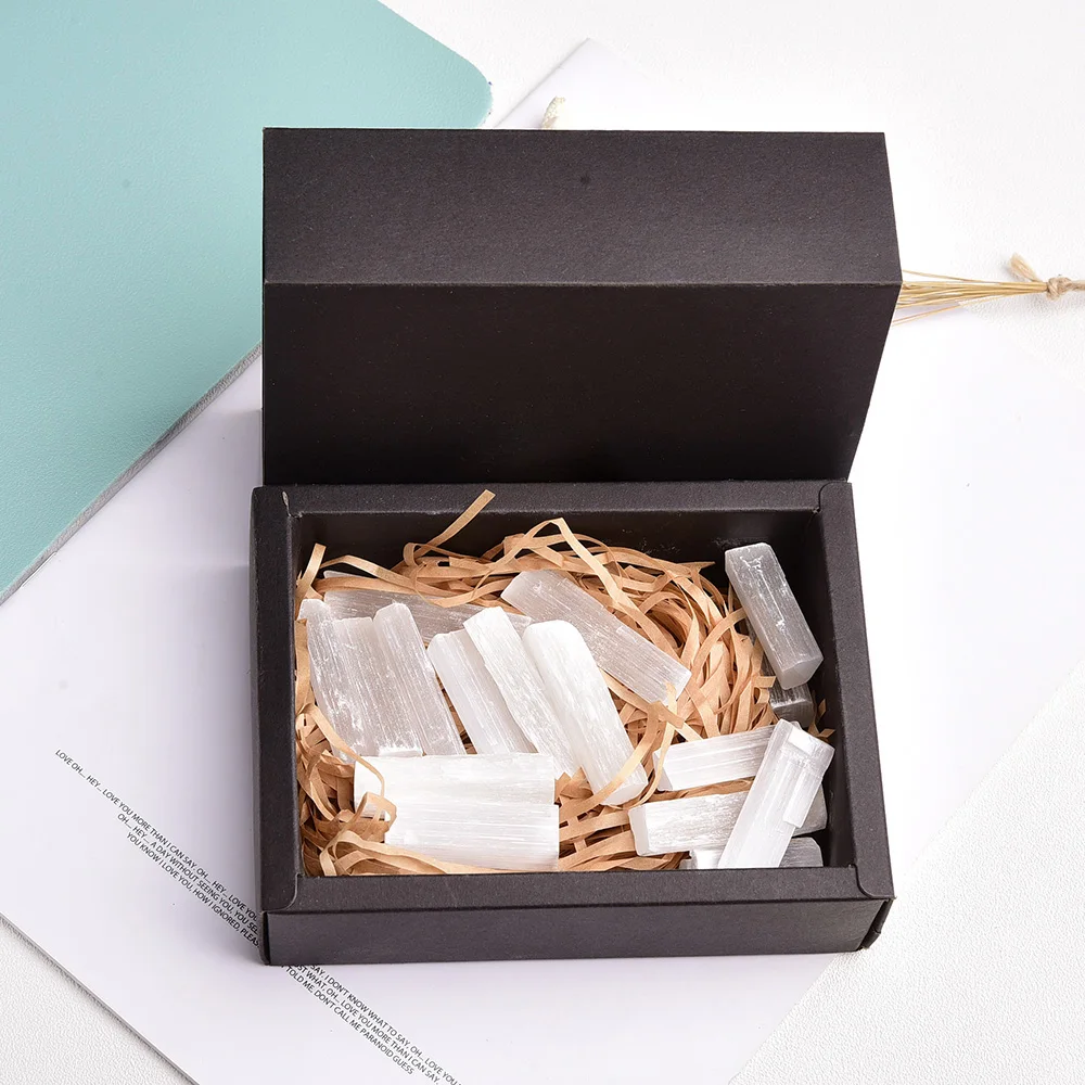 15pc/box 3.5-5cm Gamtos Selenitas Kristalų Stick Lazdele Poliravimo Akmuo Kristalas Reiki Gydymo Energija Įpilti amatų namų puošybai