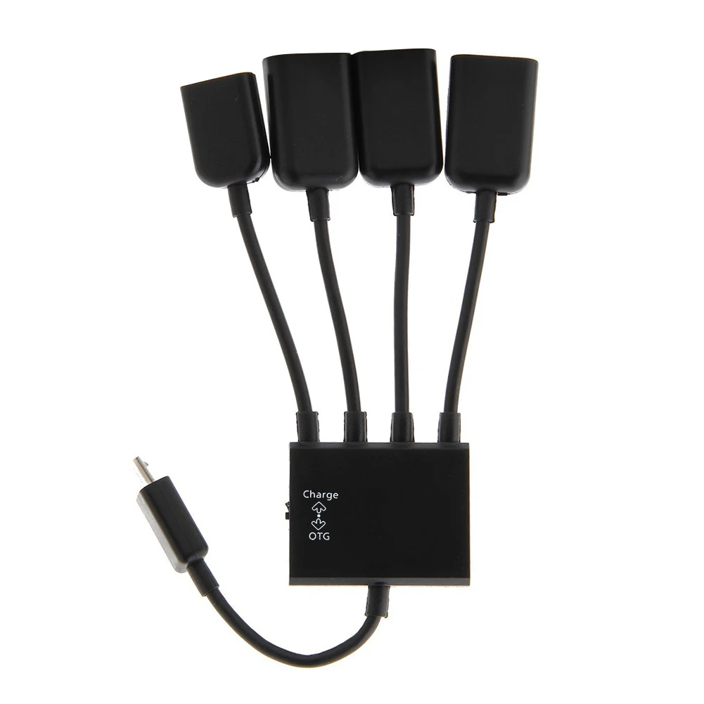 4 in 1 Micro USB HUB Adapteris su Elektros Varikliu,Įkrovimas OTG Host Kabelis Laido Adapteris Jungties išmanųjį Telefoną, Planšetinį kompiuterį