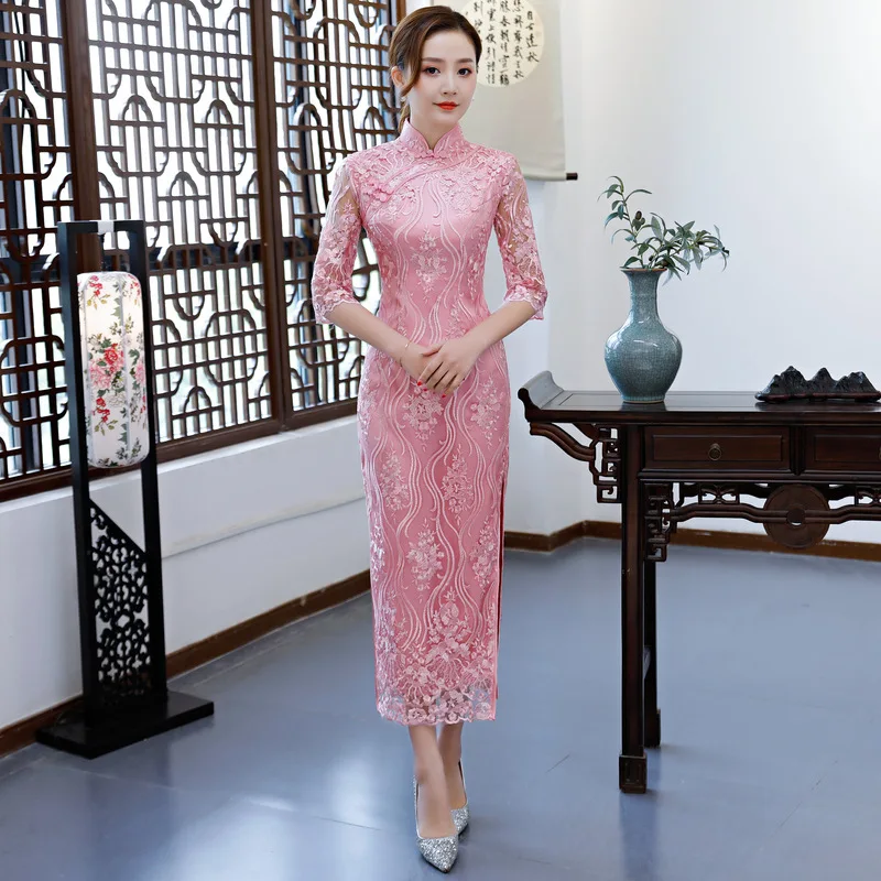 Vintage Stiliaus Kinijos Vestuvių Cheongsam Retro Ilgai Drabužių Seksualus Slim Šalies Vakarinę Suknelę Santuokos Suknelė Qipao Drabužius Vestidos