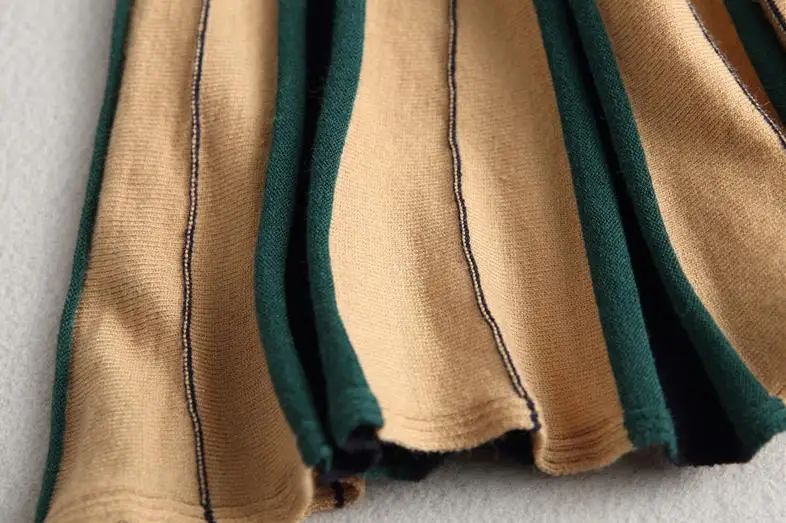 2019 Naujas Mados Derliaus Klostuotas sijonas Moterims Dryžuotas mezgimo Moterų sijonas Vidurio Blauzdos Pavasarį, rudenį Atsitiktinis ilgas sijonas Moteris