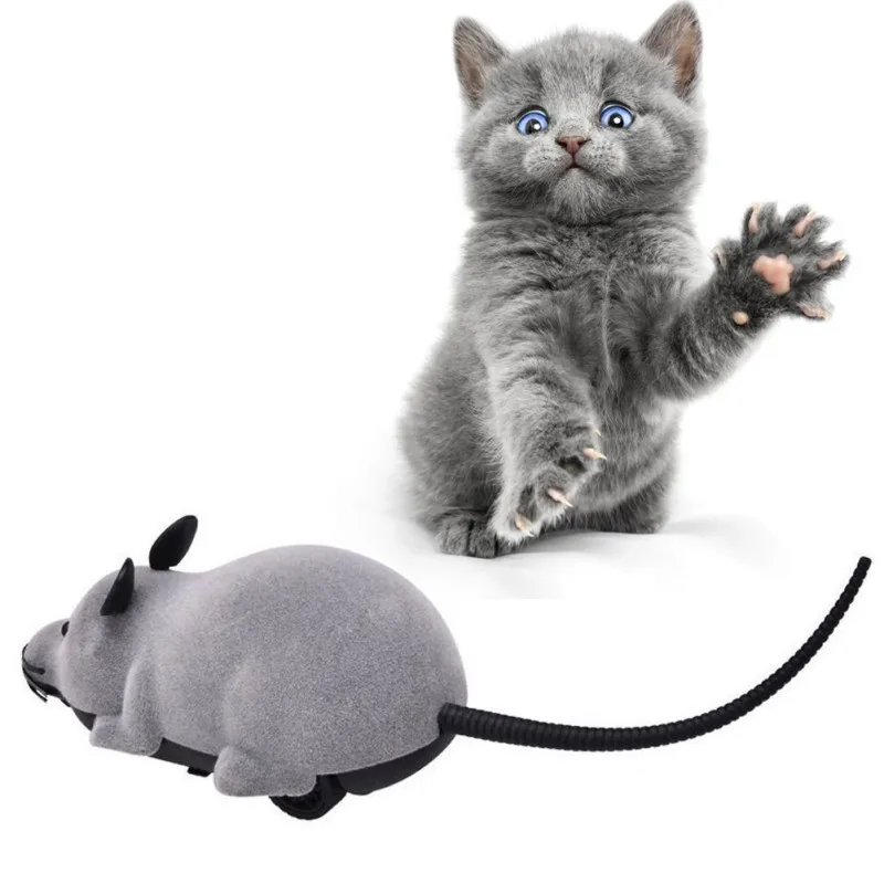 3 Spalvų Pelės Katė Žaislas Belaidžio Nuotolinio Valdymo Naminių Žaislų, Interaktyvios Pluch Pelės RC Elektroninių Žiurkių, Pelių Žaislas Kačiukas Katė