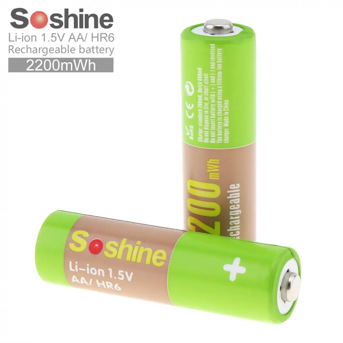 2vnt Soshine 2200mAh HR6 Li-ion 1,5 V Įkraunamą AA Bateriją, su Nešiojama Baterija Langelį Žaidimas Rankena / Signalas / Laikrodis / Žaislas