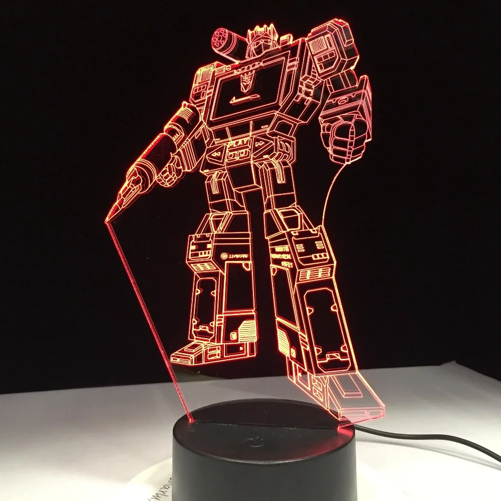Nuotolinio Valdymo Jutiklinį Jungiklį Transformacijos robotas Veiksmų Skaičiai Žaislai 3D Lempa 7 Spalvų Keitimas Naktiniai Nakties Šviesos Vaikai Dovana