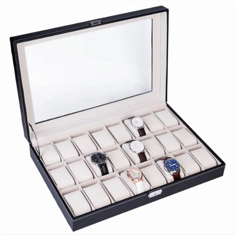 Oda žiūrėti laikymo dėžutė su 3/6/10/12 lizdus, nauji vyriški žiūrėti talpinimo, žiūrėti display box, black papuošalai dovanų dėžutė-geriausia dovana