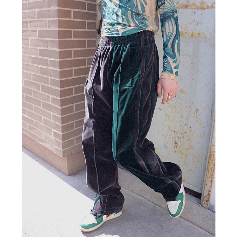 Streetwear Dryžuotas Veliūras Sweatpants Hip-Hop Colorblock Aksomo Track Kelnės Vyrams, Moterims Kulkšnies Užtrauktukas Prarasti Atsitiktinis Prakaito Ziajać Vyras