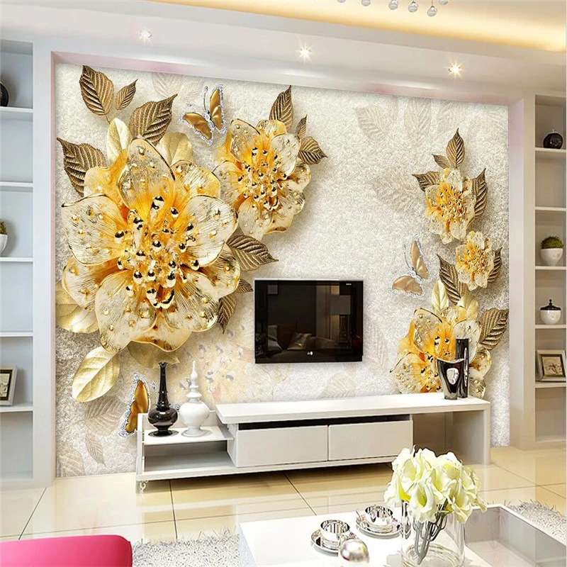 Beibehang Užsakymą foto tapetai, 3D freska, aukso aukštos kokybės deimantų gėlių papuošalai fono sienos papel de parede sienos popieriaus