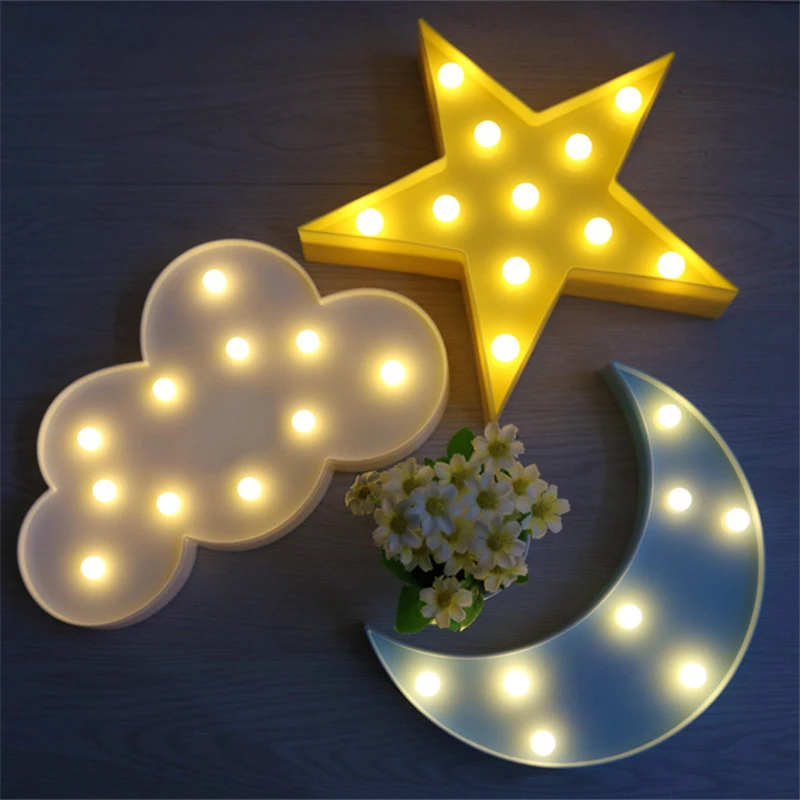 LED 3D Naktį Šviesos Vaikai Dovanų Žaislas, Skirtas Kūdikių, Vaikų, Miegamojo Tolilet Lempos Apdaila, Patalpų Apšvietimas, Gražių Debesų Star Mėnulis