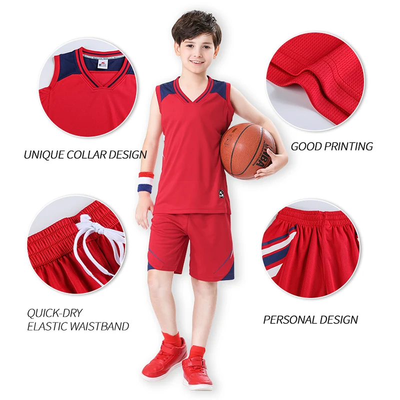 Vaikų Krepšinio Jersey Individualų berniukų, mergaičių ir Jaunimo Krepšinio vienodas Uždusęs rankovių Krepšinio drabužius sportwear