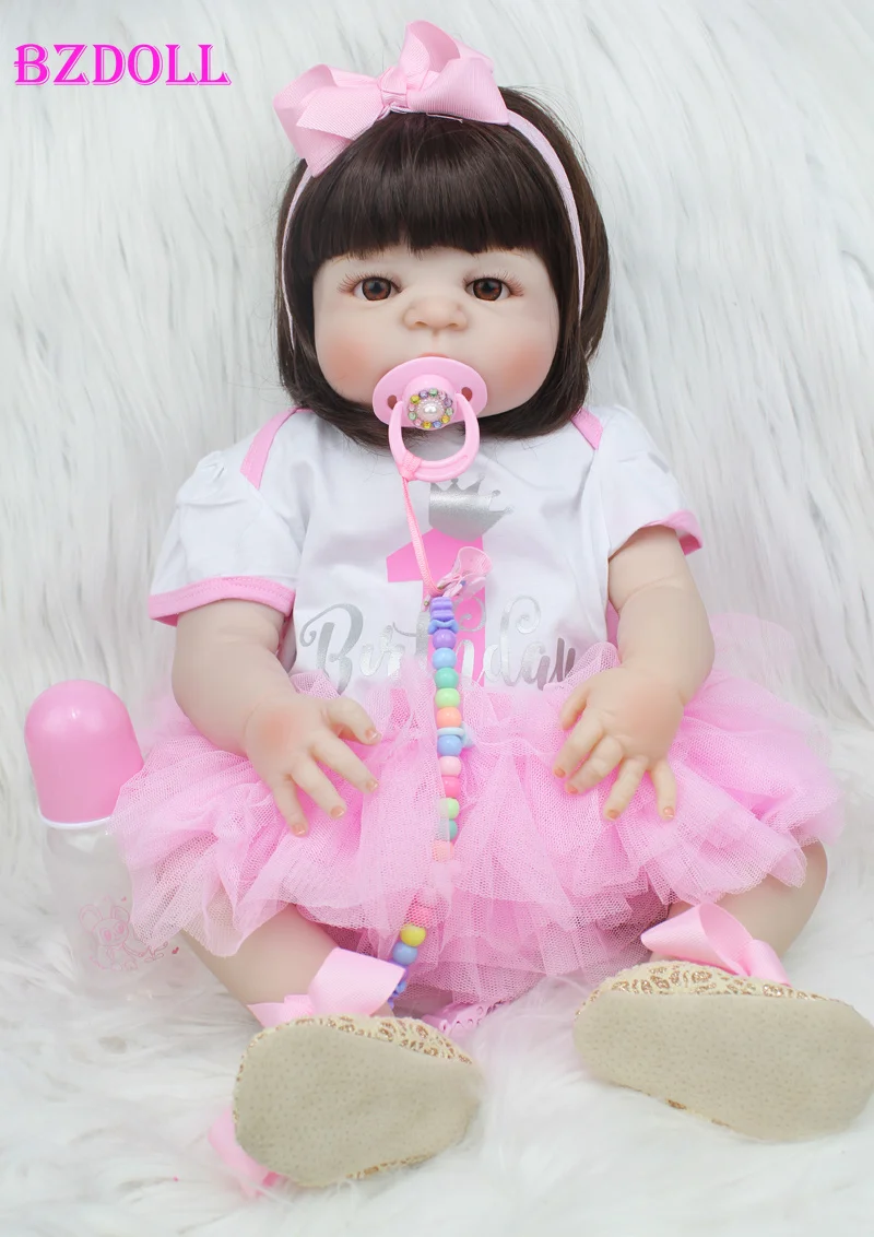 55cm Full Silikono Reborn Baby Lėlės, Žaislai, Pavyzdžiui, Nekilnojamojo Naujagimių Princesė Bamblys Mergaičių, Kūdikių Lėlės Gimtadienio Dovana Vaikui Maudytis Žaislas