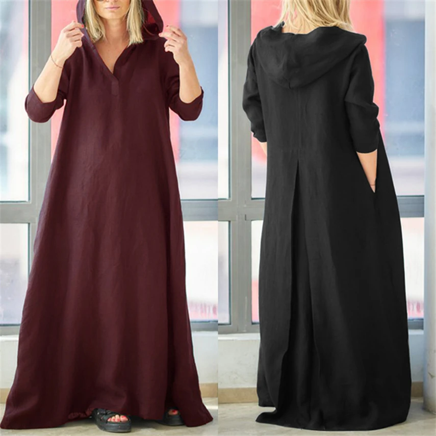 Musulmonų Moterys Suknelė Arabų Dubajus Ilgomis Rankovėmis Kietas Islamo Drabužių Gobtuvu Atsitiktinis Derliaus Eid Mubarakas Ponios Abaja Suknelės