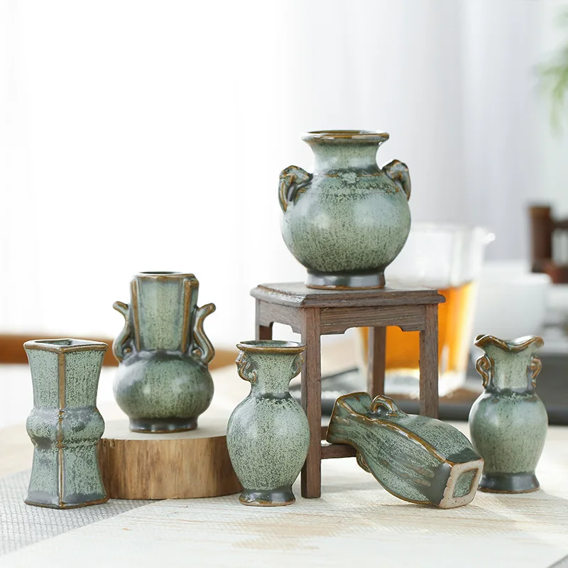 Kūrybos Namų Puošybos Ornamentais Mini Keramikos Maža Vaza Gėlių Kompozicijų Glazūra Retro Hydroponics