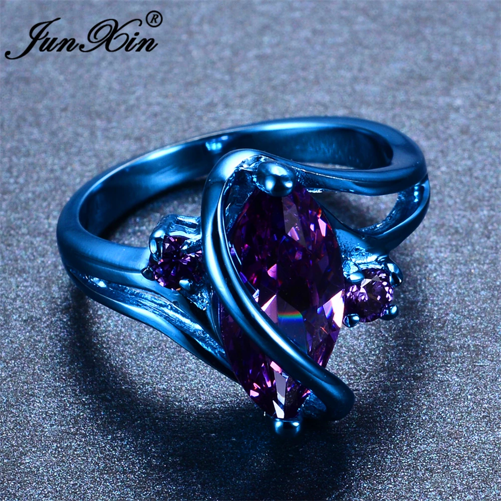 JUNXIN Mados Moterų Violetinė Cirkonis Žiedo Paslaptis Geometrinis Žiedas 
