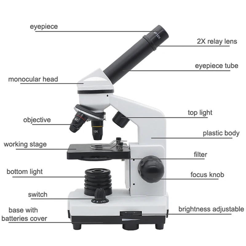 1600X Studentų Biologinis Mikroskopas 2MP, USB Elektroninių Okuliaro Skaitmeninis Mikroskopas 50 Skaidres su LED Lempos Monokuliariniai Microscpe