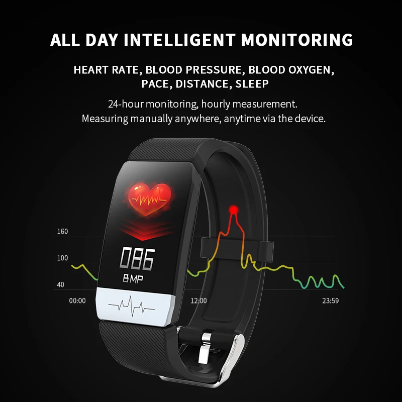 Wearpai Smart Apyrankę T1s su Kūno Temperatūra, Širdies ritmo Monitorius Fitness Tracker, Muzikos Valdymo Vyrai Moterys Smart Žiūrėti iOS