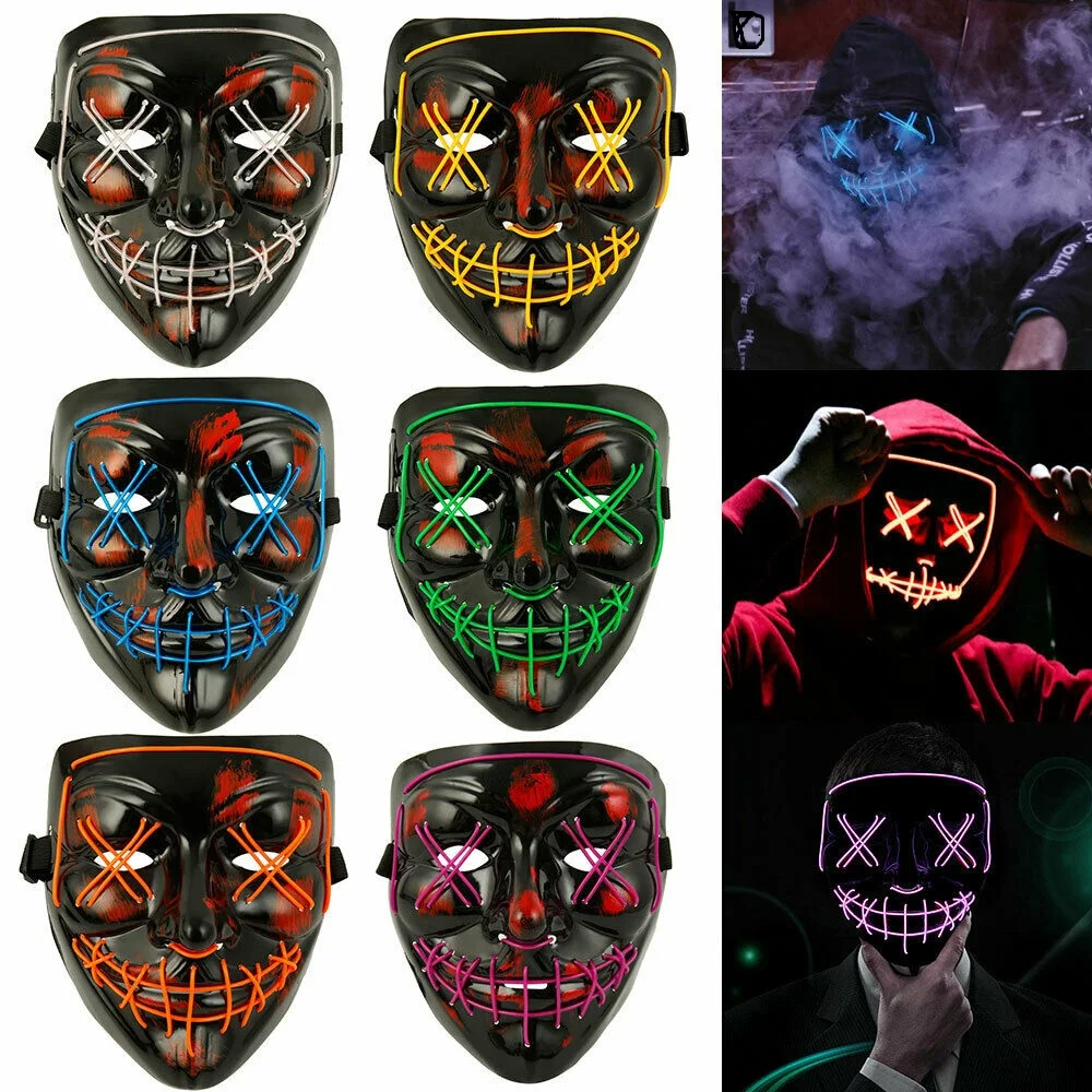 Laimingas Halloween Skeletas Kaukė LED Švyti Baisu, Mirksėti Iki Kaukė Festivalis Cosplay Kostiumų Tiekimą Šalies užgavėnių Kaukė