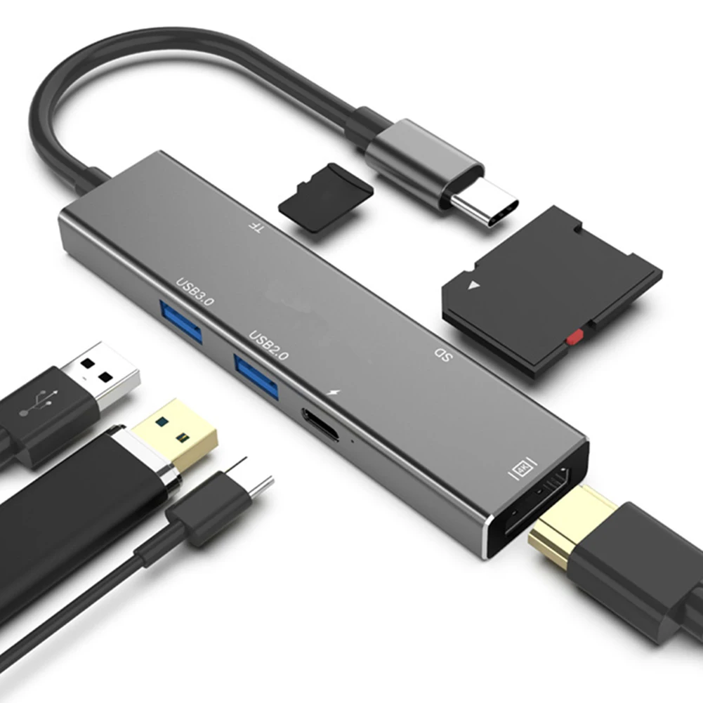 6-In-1 C Tipo Stebulės C Tipo Su USB 3.1 Adapteris HDMI Konverteris USB-C Dongle Suderinamas su 