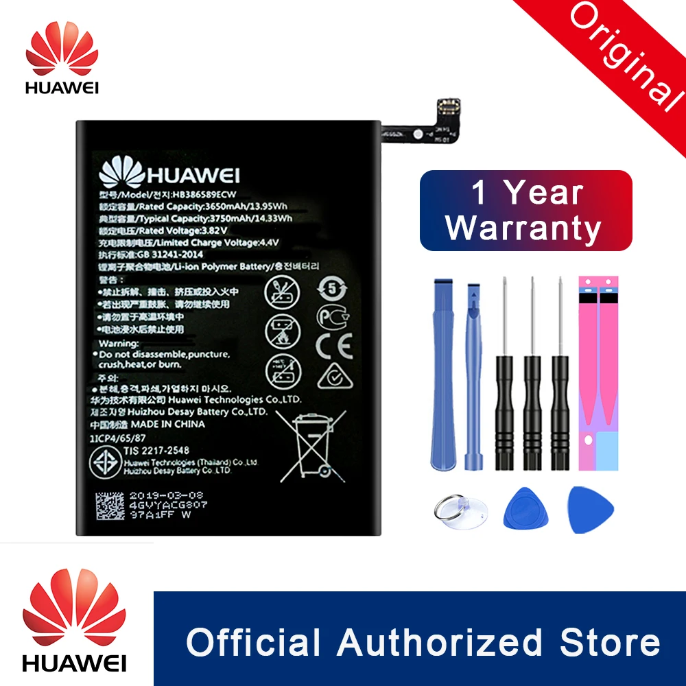 Hua Wei Originalus HB386589ECW Už Huawei Honor 8X Peržiūrėti 10 Lite Bateriją Įkrovimo Realias galimybes Batteria Akku