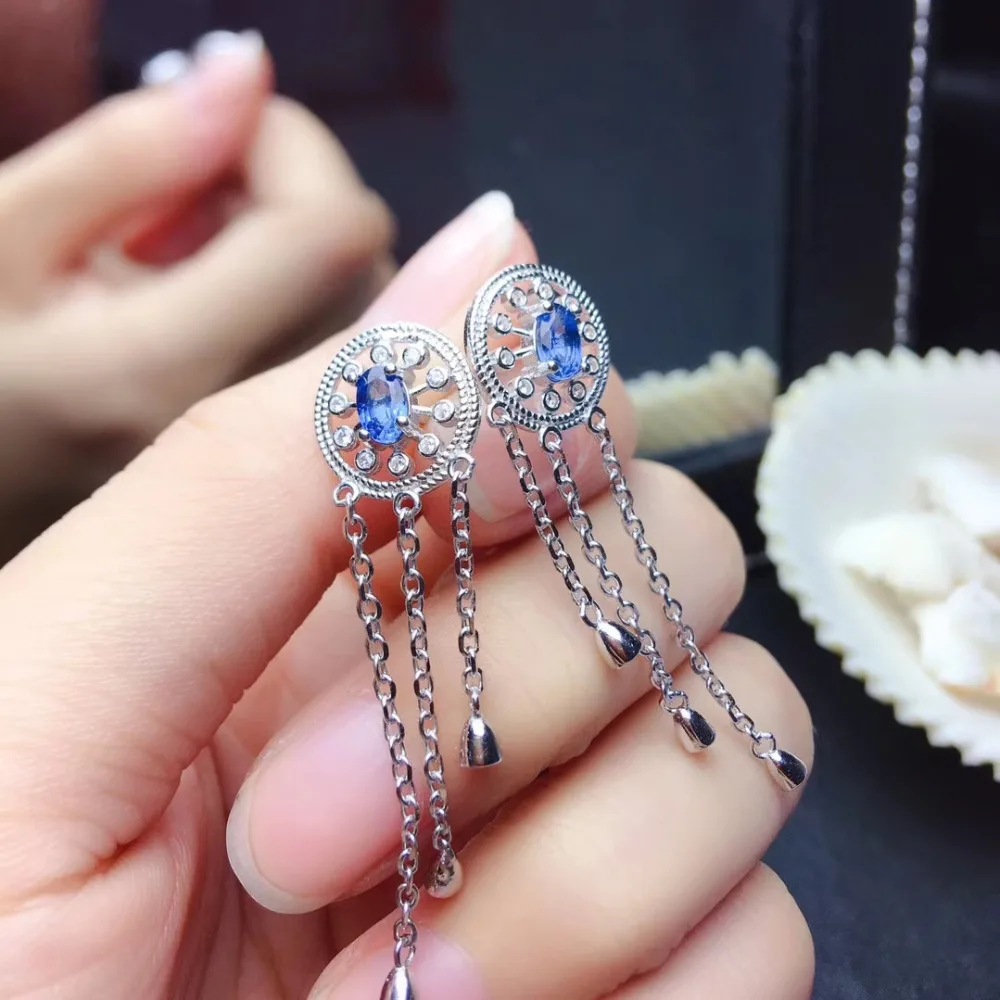 Elegantiškas Kutai cirque gamtos mėlynas safyras lašas auskarai Natūralus akmuo auskarai 925 sidabro mergina moterys šalis dovana, papuošalai