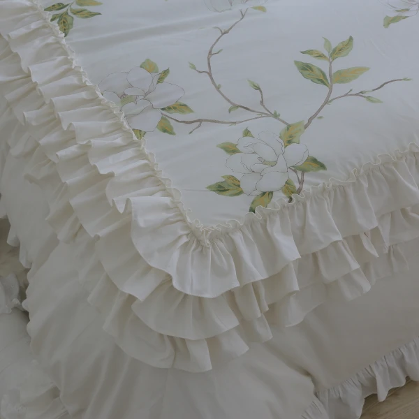 Top Prabangus patalynės komplektas medvilnės ruoželinio vestuvių tekstilės kokybės sluoksniai antklode padengti nėrinių pynimas Filialas balta Lovatiesė nustatyti raukšlių