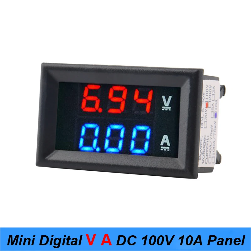 Aukštos qulity Mini Digital Voltmeter Ammeter DC 100V 10A Skydelis Amp VoltVoltage Srovės Matuoklis Testeris 0.28 Mėlyna Raudona Dviguba LED Ekranas
