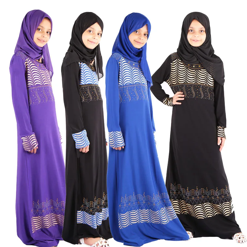 Eid Mubarakas Juoda Vaikų Mergaičių Abaja Turkija Hijab Musulmonų Suknelė Kaftan Dubajus Caftan Abayas Ramadanas Elbise Islamo Apranga