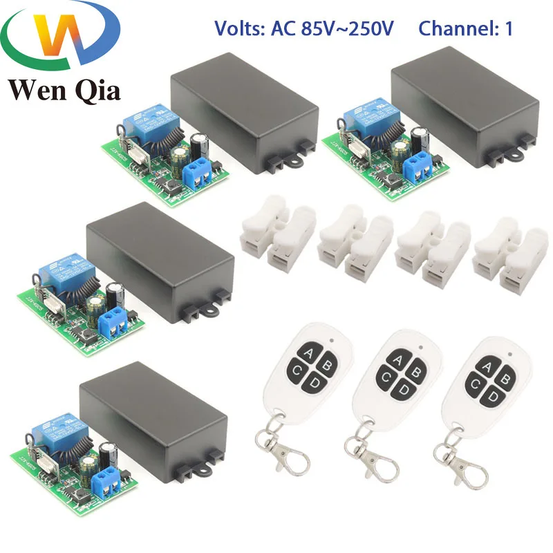 Wenqia smart switch 433Mhz RF Nuotolinio Valdymo AC 85-220V, 1 Ch Relay Imtuvas ir Siųstuvas tuo tarpu kontrolės Lemputė/Ventiliatorius/Led