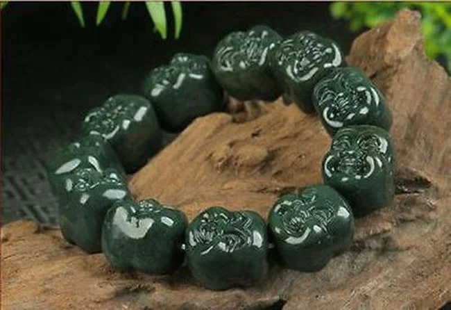 Gražus Kinija jade Kinijos gamtos dark green jade buddha karoliukų apyrankė