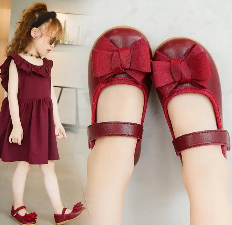 Vaikai princesė odos bateliai 4 spalvų atsitiktinis kūdikis juoda raudona mergaičių mados prekės ženklo sportas batai, šokių bateliai eksploatacinių parametrų batai