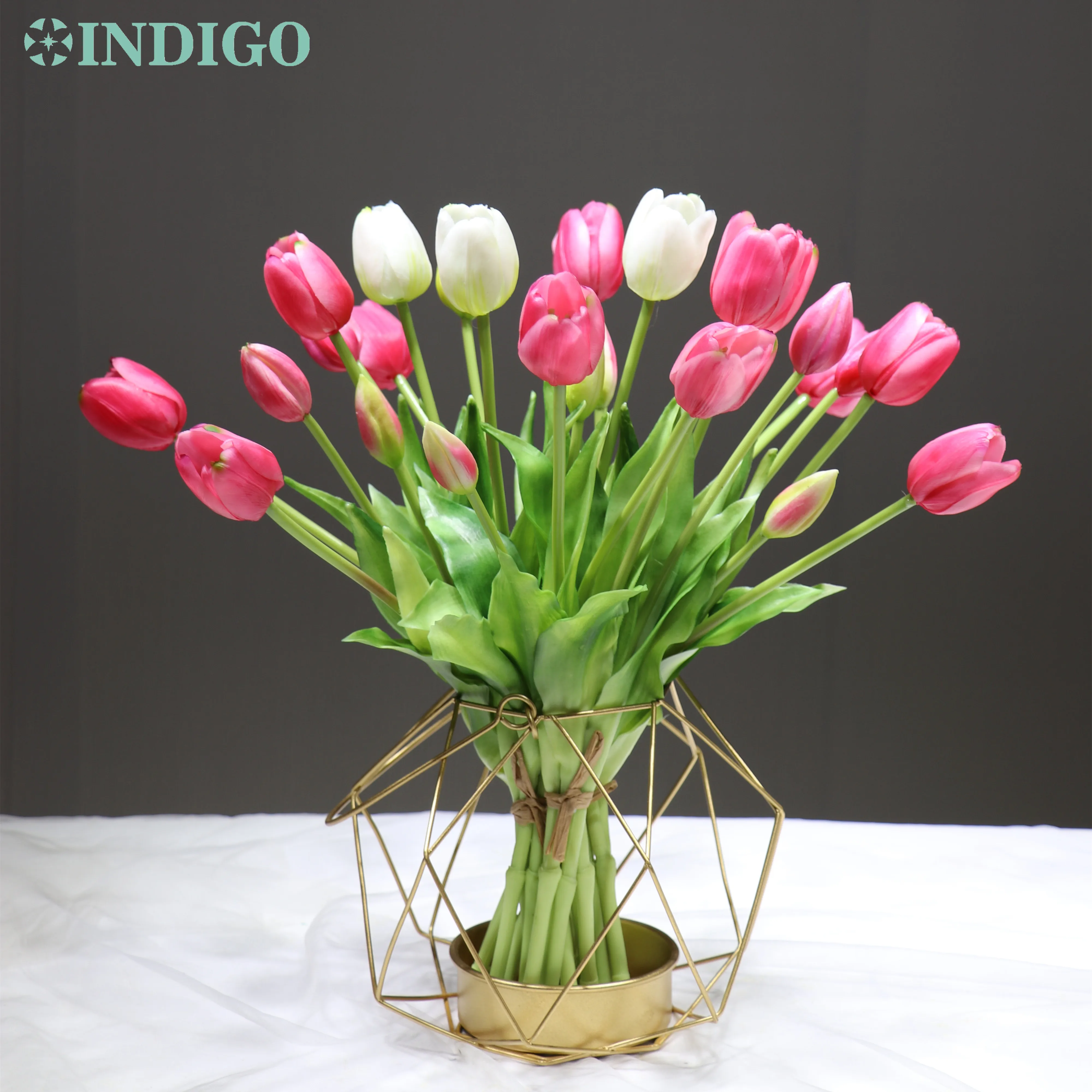 INDIGO-(3 gėlės+2 bud) Tulpių Puokštė Nekilnojamojo Touch Silikono Aukštos Kokybės Namų Individualų Dirbtinių Gėlių Vestuvių Nemokamas Pristatymas