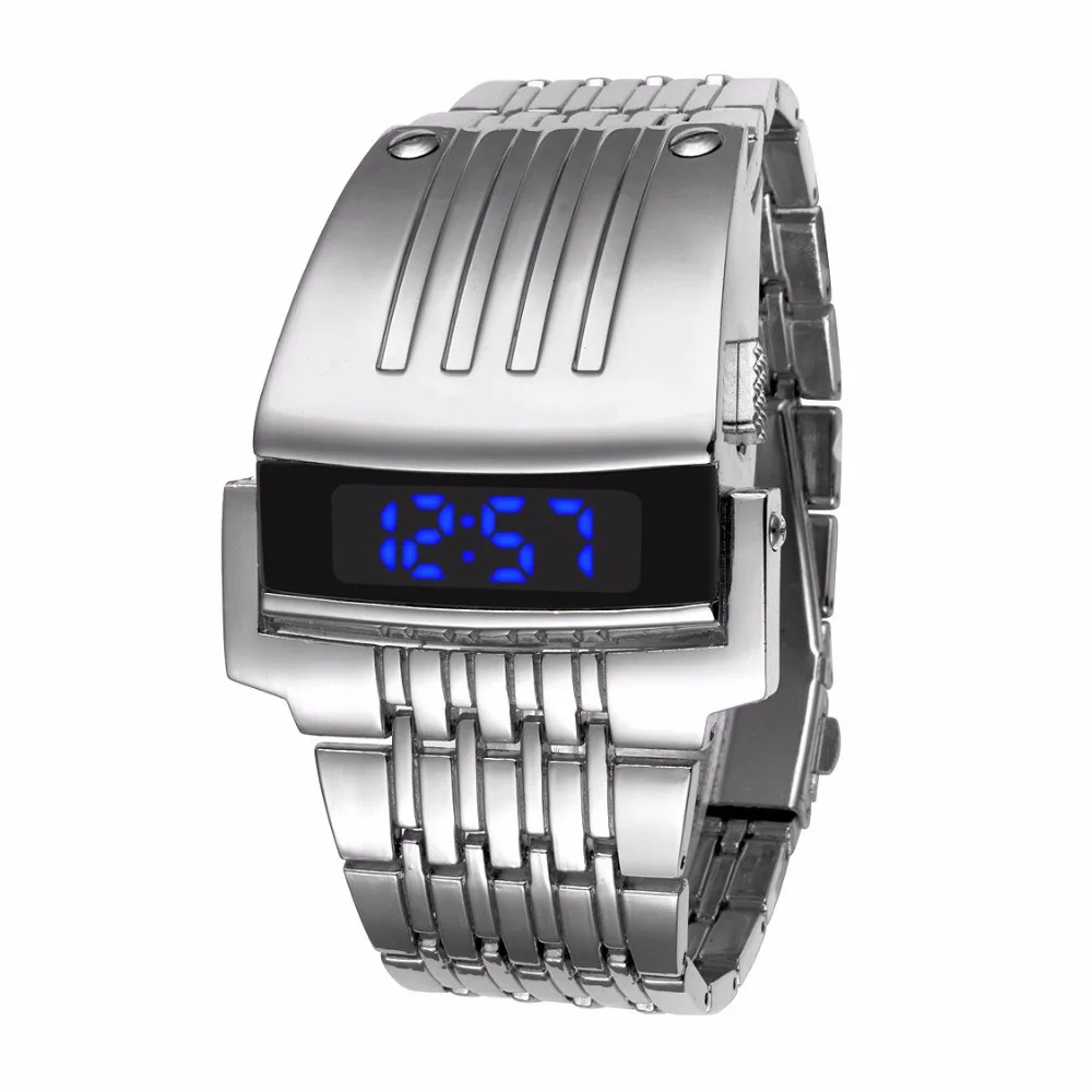 Unikalus Geležinis Žmogus Laikrodžiai, Nerūdijančio Plieno Skaitmeninis LED Prabanga Karinės Sporto Riešo Laikrodžių Mados Top Brand New Vyrų Laikrodis